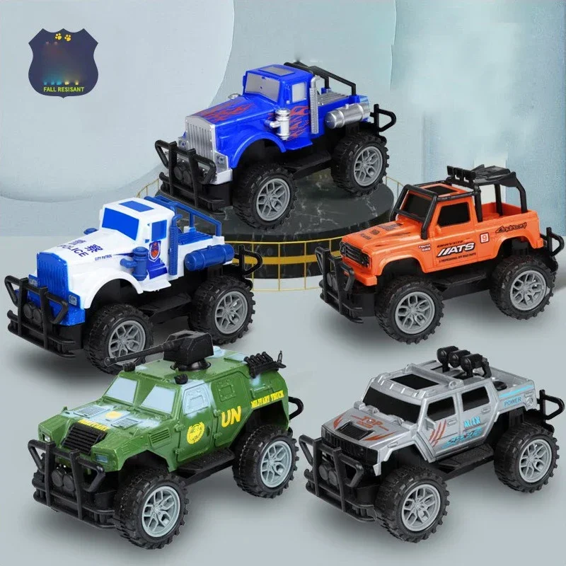 4pcs Off-Road Car Toys Pull Back Toy Vehicles Inertial Stunt Military Missile Engine Excavator Vehicle Children's Toy Car Gift