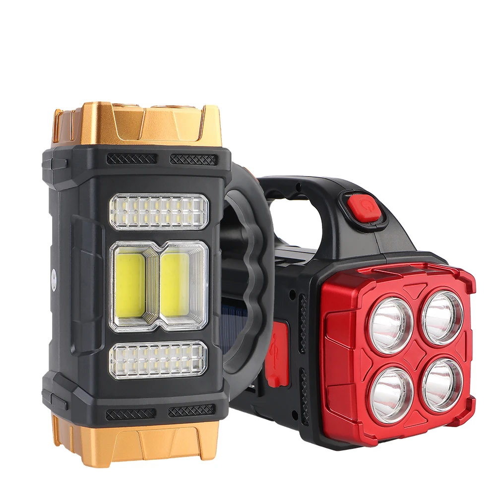 สําหรับไฟฉาย LED กลางแจ้งชาร์จพลังงานแสงอาทิตย์ Camping ไฟฉายทํางานสูง 4 เกียร์ USB ชาร์จไฟกันน้ํา