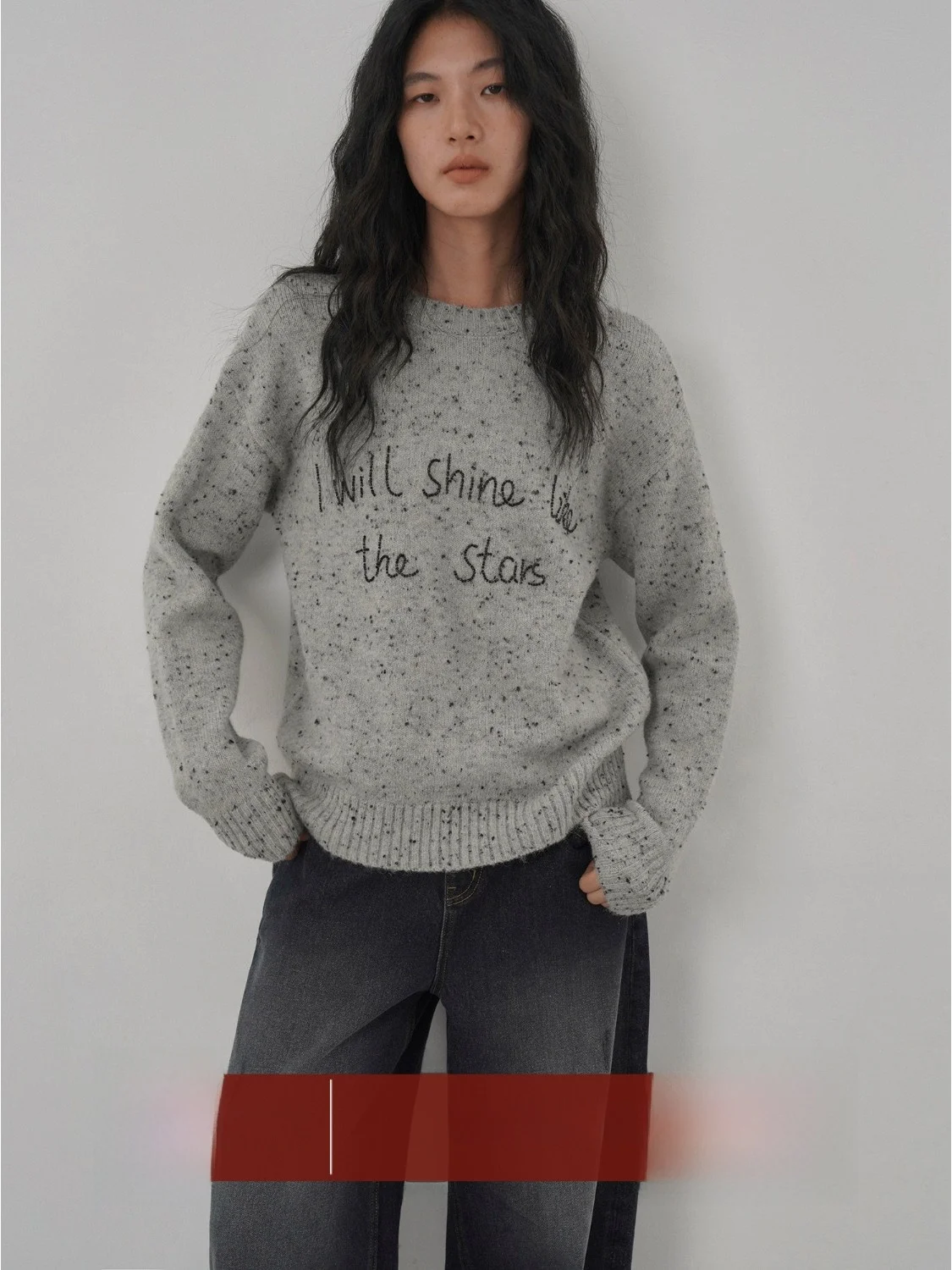 

EIGHTHMONTH Свободный круглый пуловер большого размера Ne, трикотаж, женский повседневный термобелье с длинным светом на осень-зиму