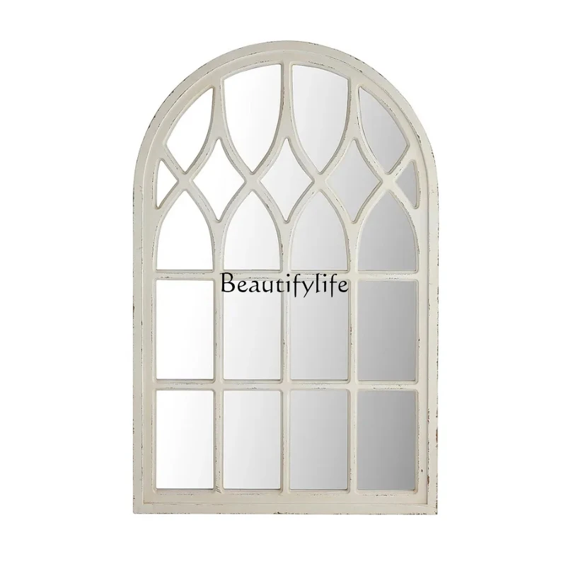 

Home wall decoration light luxury fake window wooden frame mirror wall decoration pendant