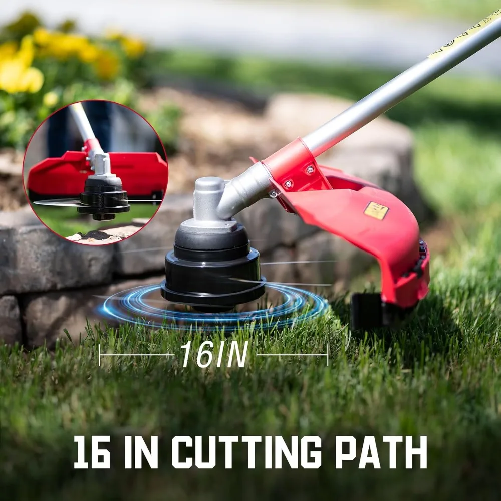 

25.4cc Gas Weed Wacker, 3-in-1 String Trimmer/Edger 16-Inch with 10-Inch Brush Cutter for Grass Cutting