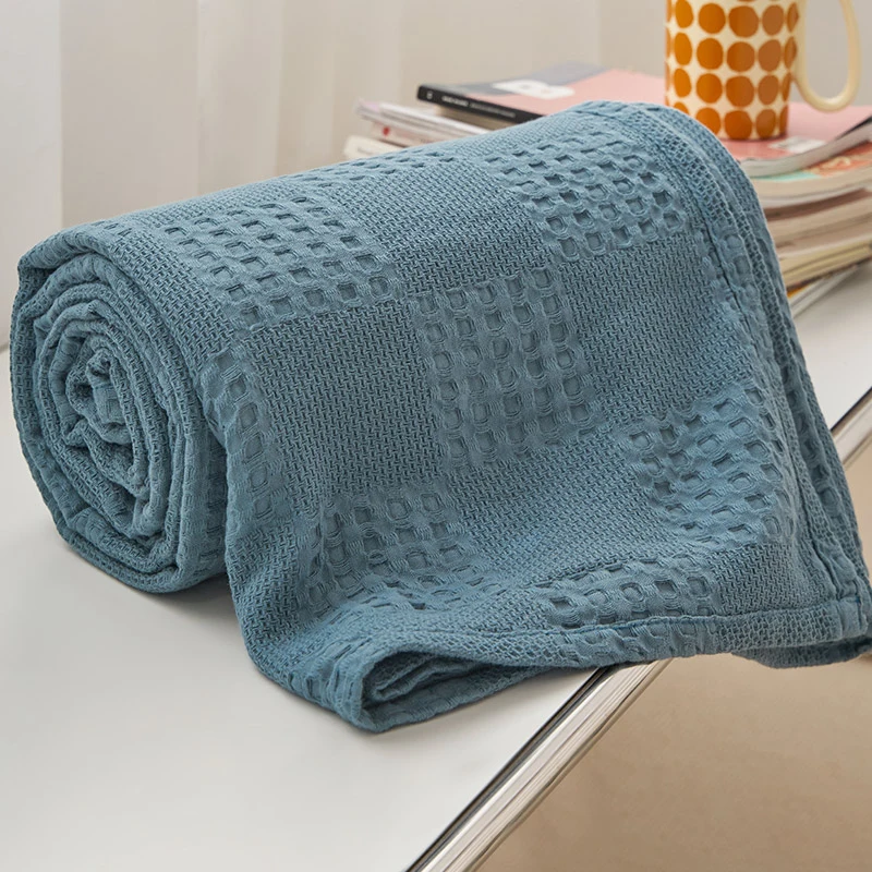 

Summer Cotton Gauze Towel Blanket Solid Color Knitting Plaid Office Air Conditioning Nap Blanket Sofa Cover Travel Car Blanket담요