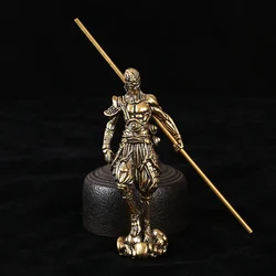 Vintage Brass Monkey King Sun WuKong Statue Office Desktop Ornament Lucky Home Decoration Crafts Accessories Character Figurines