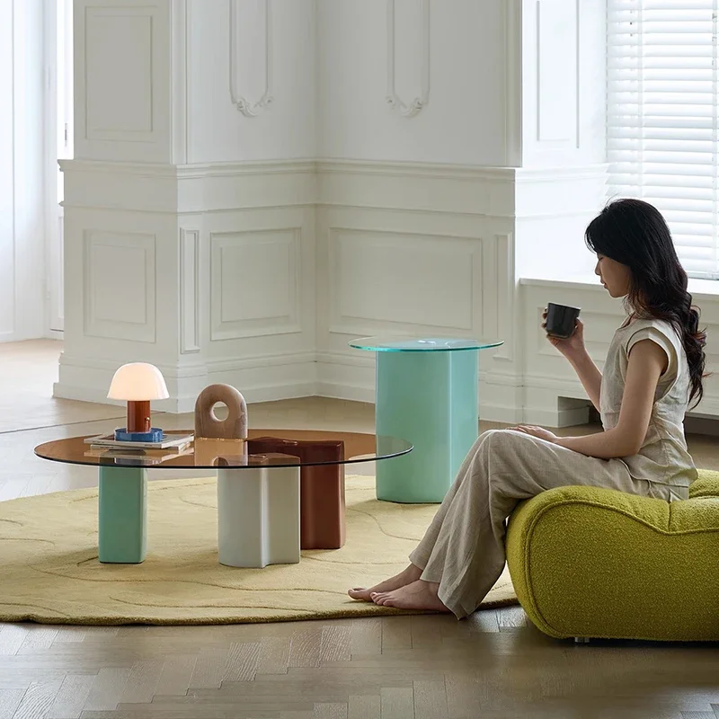 

Glass Transparent Coffee Table Aesthetic Standing Unique Modern Coffee Table Decoration Nordic Mesa Auxiliar Home Furniture