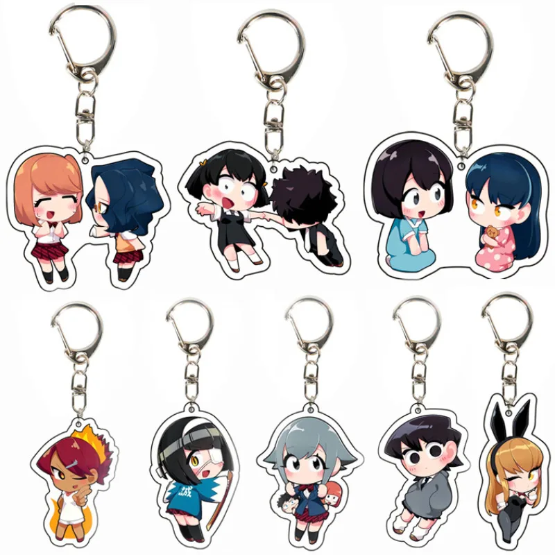 Anime Firgures Komi Shouko Hiroshi An Koume Anko Keyring Men's Acrylic Accessories Cute Kawaii Couple Pendant Gift Wholesale