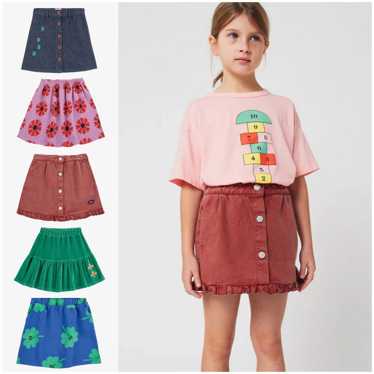 

Children's Skirt 25 Years New AutumnWinter Girls A-line Velvet Skirt Button Knee-length Skirt