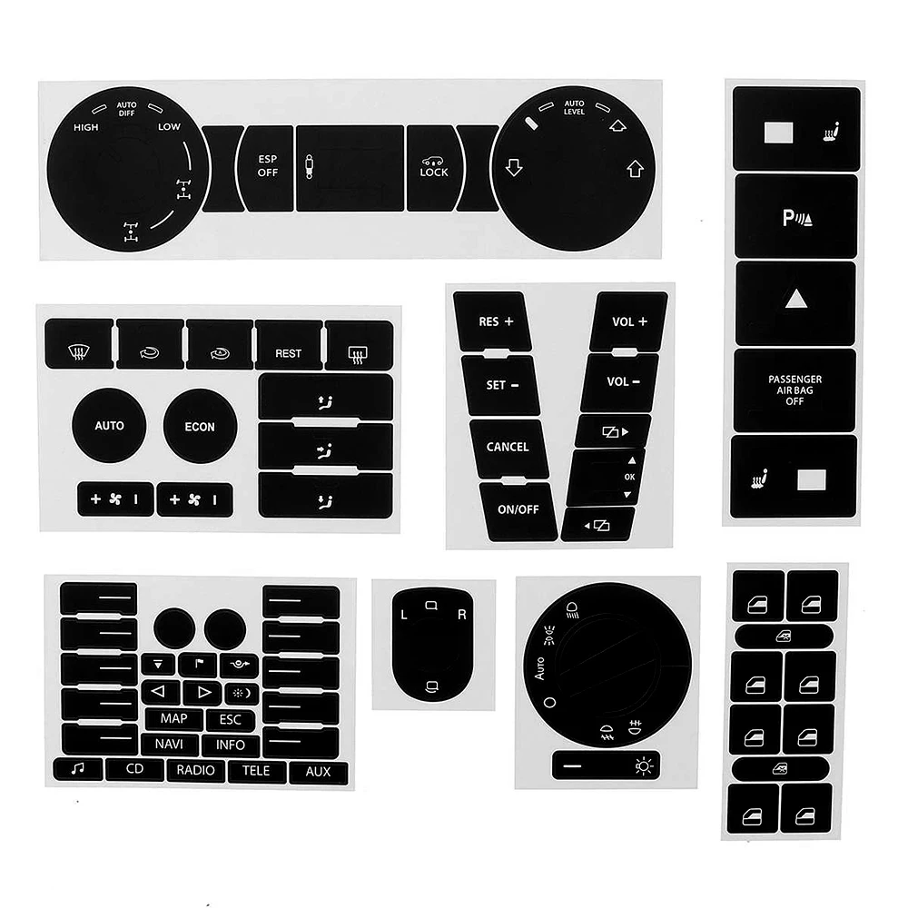 9 Set For VW For VOLKSWAGEN Touareg 2004-2009 Car Interior Stickers Radio+ A/C Climate Control Button Repair Decals Stickers - Image 3