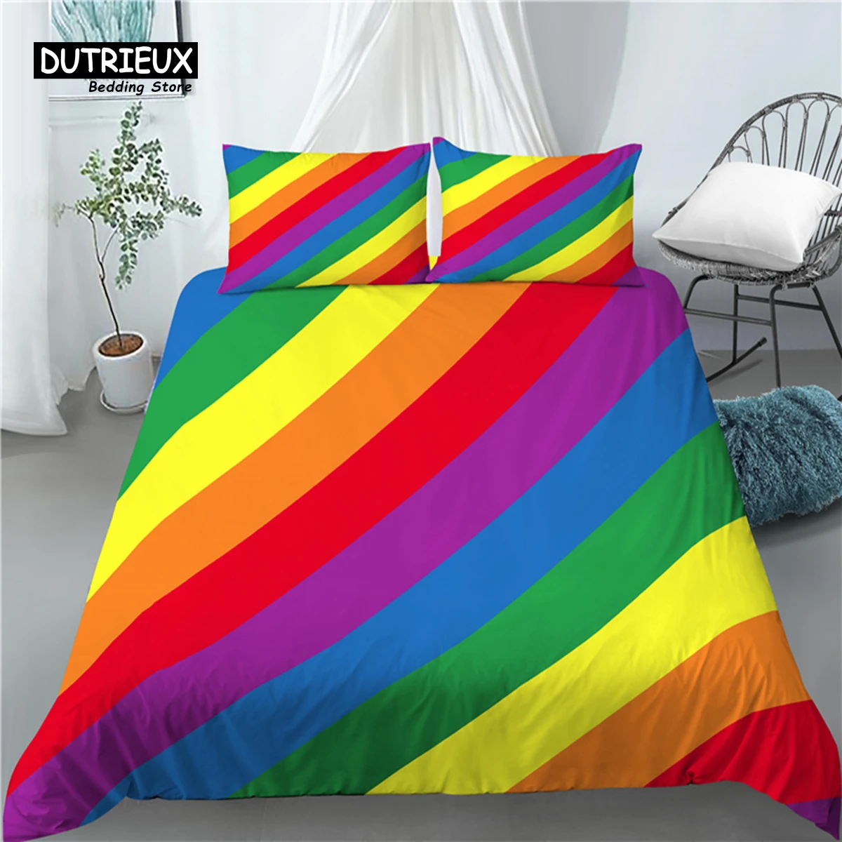 

Home Living Luxury 3D Color Stripes Print 2/3Pcs Comfortable Duvet Cover PillowCase Bedding Sets Queen and King EU/US/AU Size