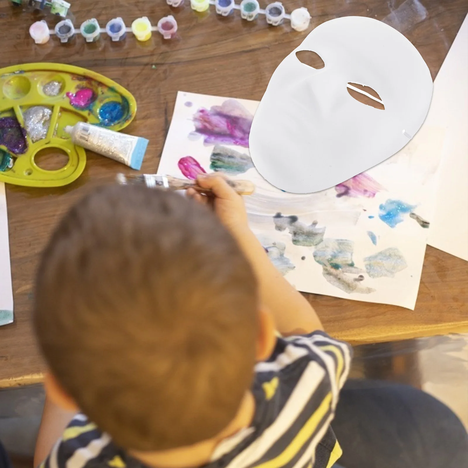 6 قطع قناع قابل للطلاء، قناع تنكر أبيض فارغ، أقنعة لب الورق DIY لحفلة الهالوين والحفلات التنكرية #5