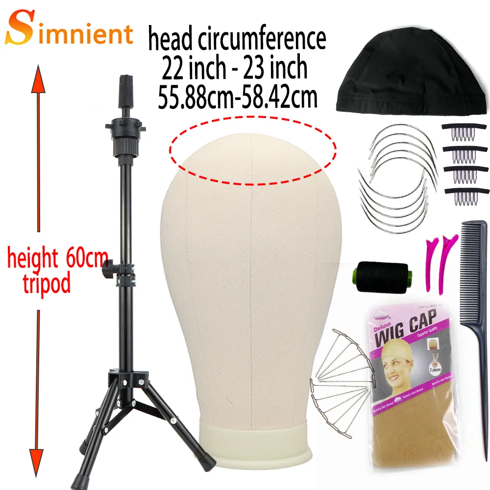 Simnient Bald Mannequin Training Canvas Block Head With Stand Manikin Head Wig Stand Display Styling Tipod For Mannequin Wigs