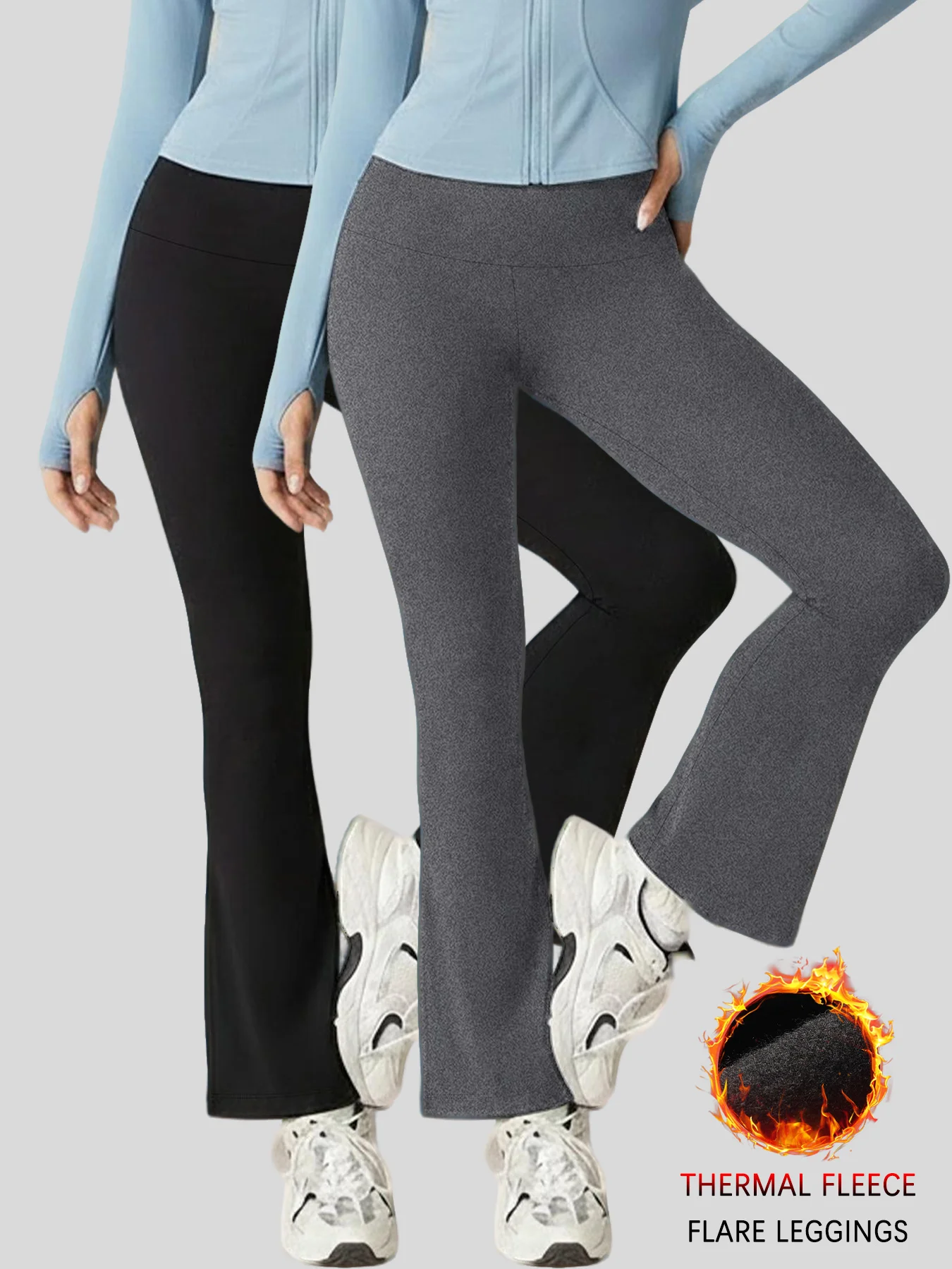 

2 PACK Women's Fleece Lined Flare Leggings High Waisted - Super Soft Tummy Control Bootcut Pants for Yoga and Casual Outfits