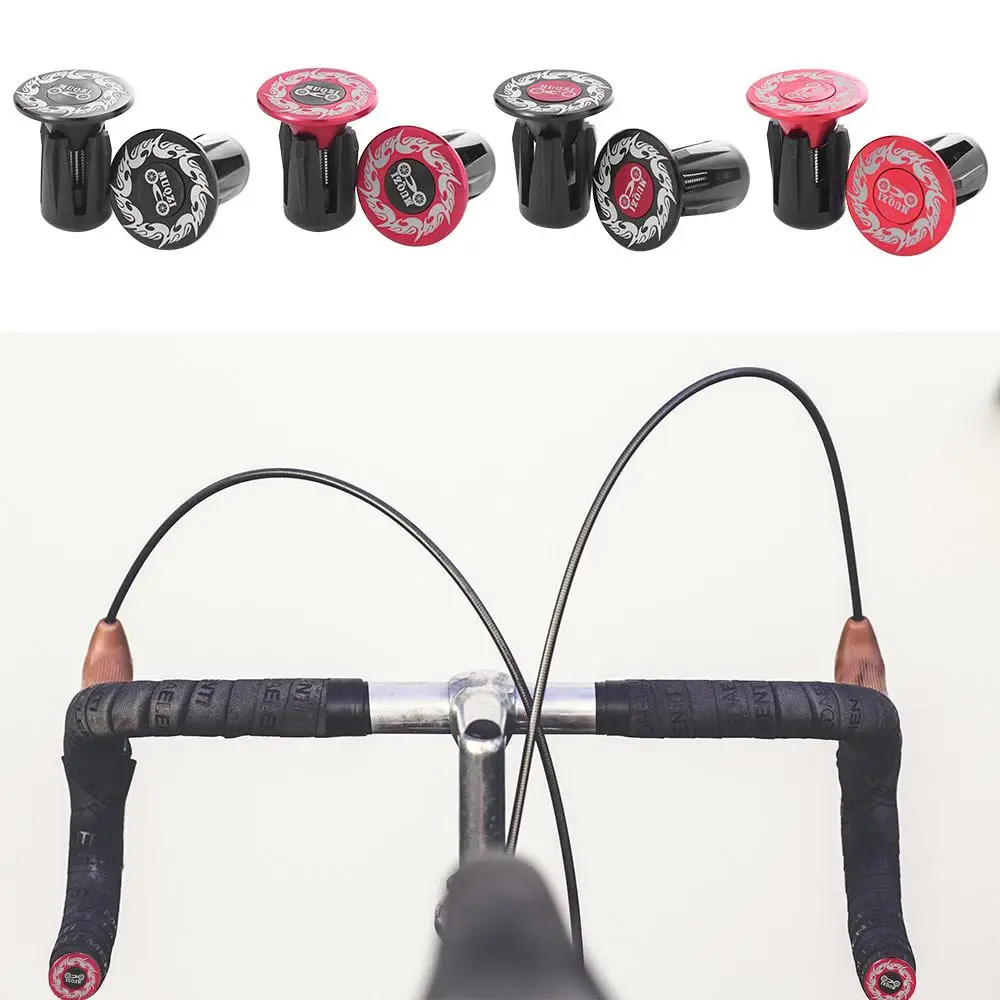 

1 Pair Flame Pattern Bike Handlebar Plugs Aluminum Alloy Lightweight Handlebar End Caps Dustproof Universal