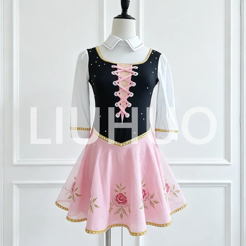LIUHUO Ice Figure Skating Dress Girls Women Teens Stretchy Spandex Gradient White Competition Wholesale  JC1165