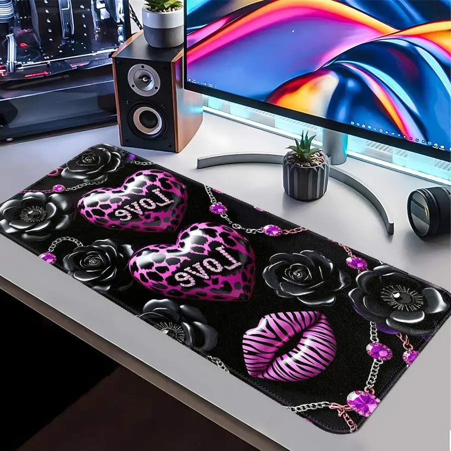 Rose Love Leopard Print Mouse Pad office Pad Computer Laptop Pad Game Console Pad Keyboard Mouse Pad Desk accessories Waterproof
