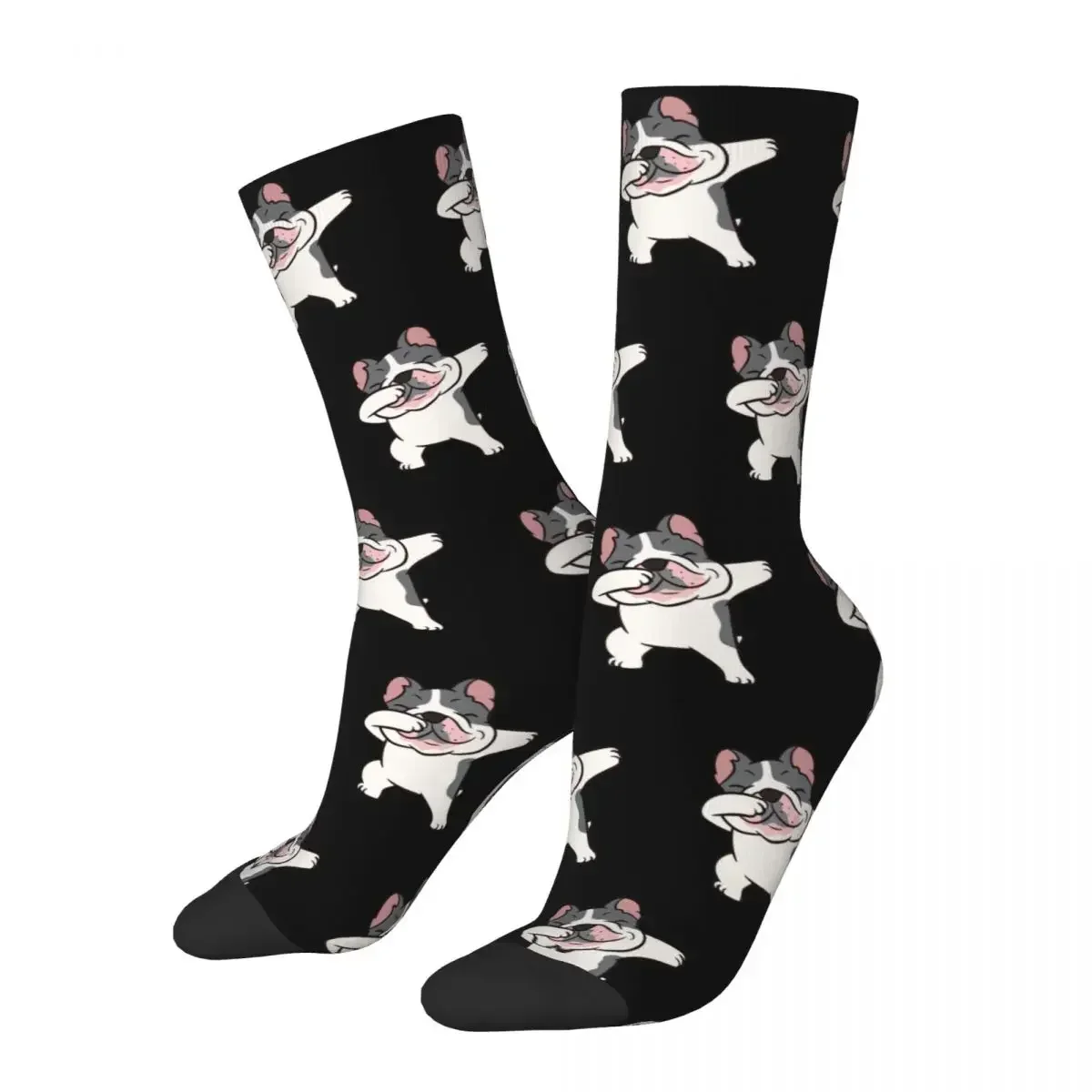 French Bulldog Owner Cute Dabbing French Bulldog Socks Harajuku Sweat Absorbing Stockings All Season Long Socks for Unisex Gifts