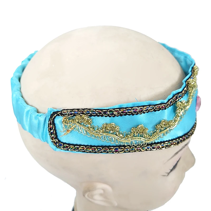 Girls Jasmine Blue Headbands Large Crystal Children Headwear Arabian Princess Hair Bands For Cosplay Party Hair Accessories