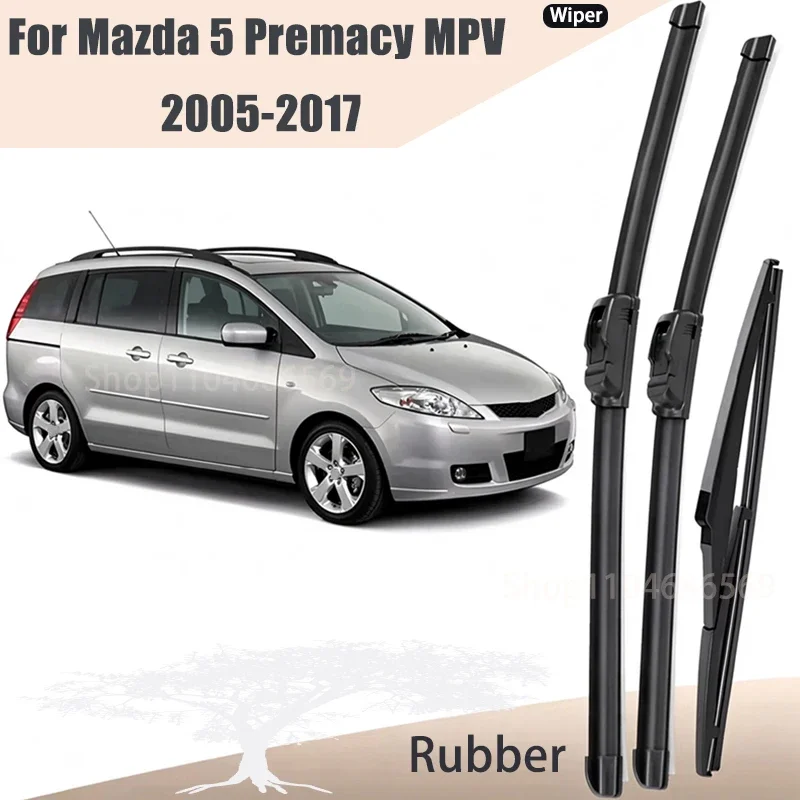 3Pcs Wiper Front & Rear Wiper Blades Set For Mazda 5 Premacy MK2 MK3 MPV 2005-2017 Windshield Windscreen Car Rain Brush 26+16+12