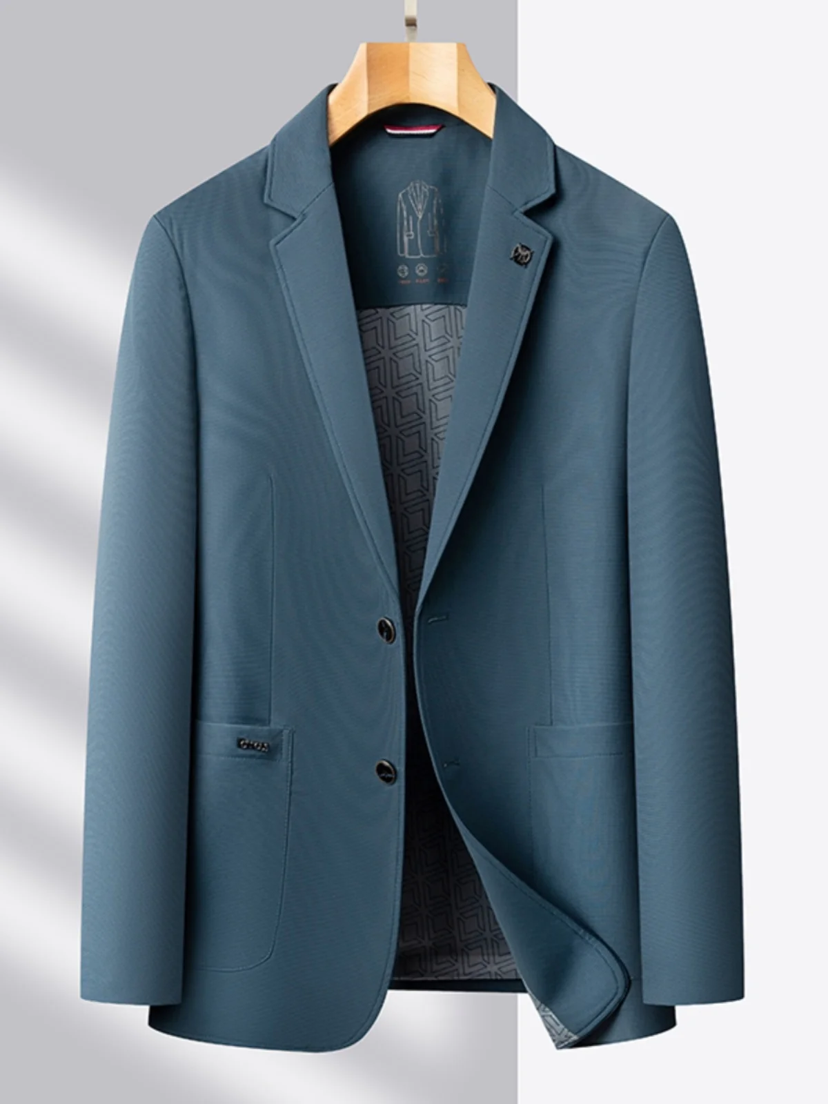 

Мужской повседневный тонкий пиджак весна-лето, модный, драпированный, деловой, для отдыха, из нейлон-полиэстеровой смеси, с длинным рукавом