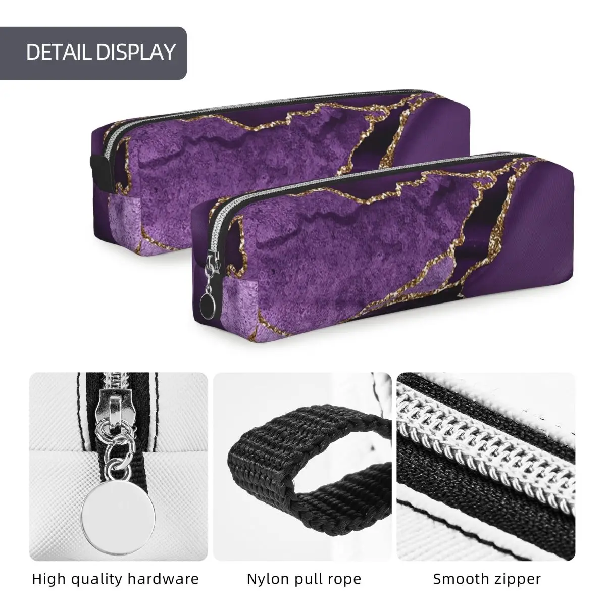 Purple Faux Marble Abstract Landscap Pencil Cases Large Storage Pen Bags Pen Box Students Stationery Pencil Pouch Cosmetic bag