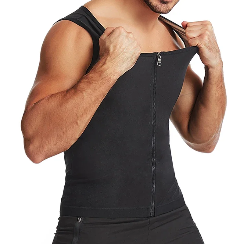 Men shaper sauna sweat vest body shapers tank tops silver ion coating waist trainer slimming vest shapewear effect fat burn