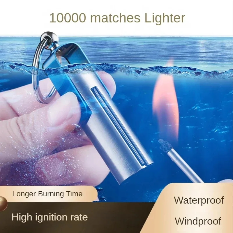 10000 Matches Keychain Kerosene Lighter Torch Cigarette Lighters Smoking Accessories Creative Portable Windproof Fire For Men