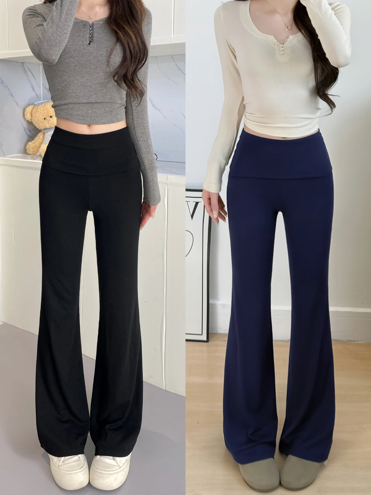 

Low Waist Flared Yoga Sports Pants Women's Black Casual Trousers American Style Bell Bottoms Autumn 2025 New Small Size