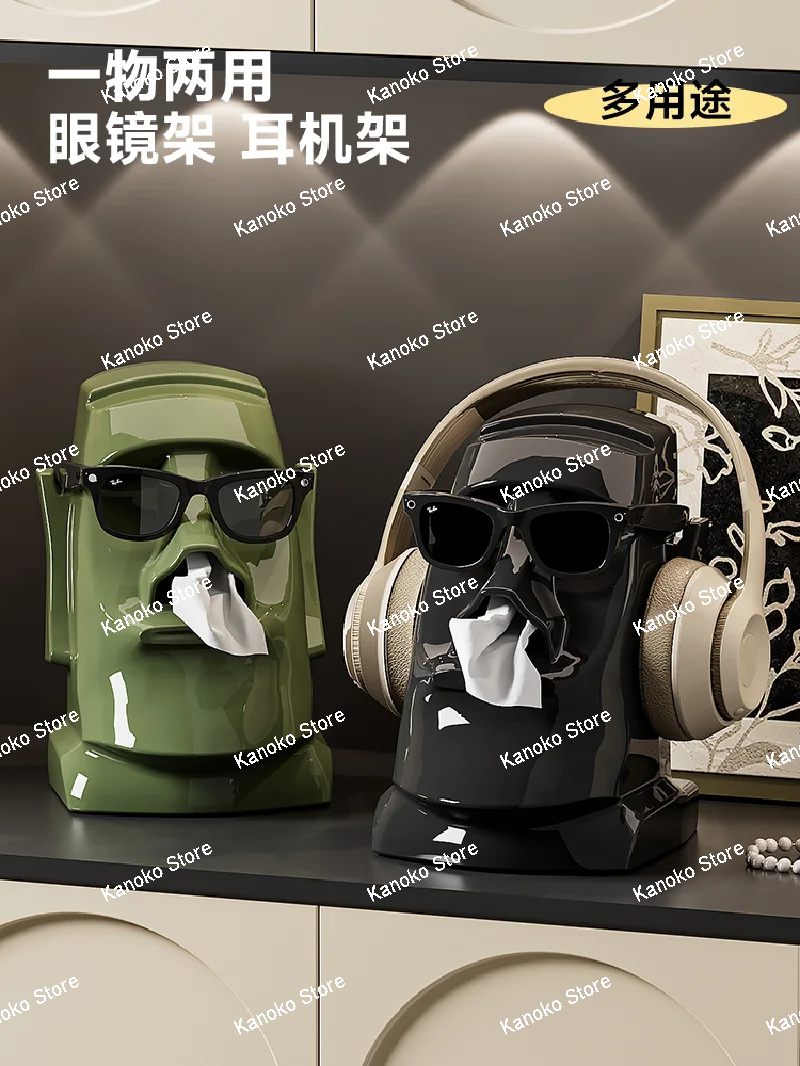 

Stone statue tissue box living room light luxury high-end creative home coffee table desktop napkin storage high-end paper box