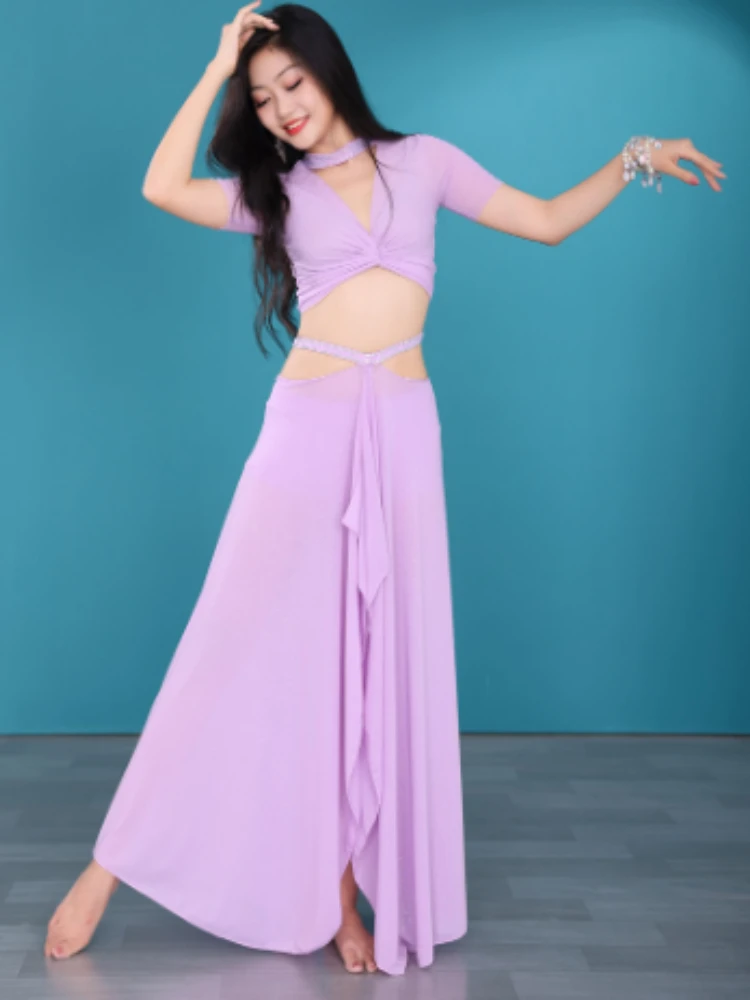 Belly Dance Clothes Top and Skirt 2 Pieces Set Dance Wear Outfit For Adult Women Stage Performance Clothings Practice Clothes