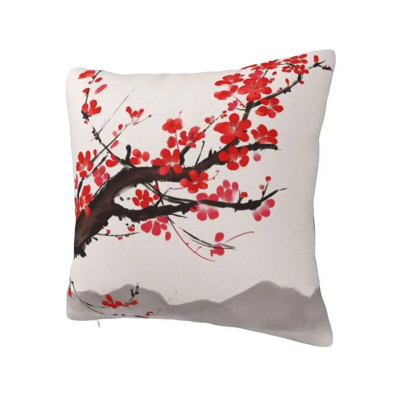 Cherry Blossom Japanese Cushion Covers Velvet Sakura Floral Flowers Throw Pillow Case for Sofa Car Pillowcase Bedroom Decoration