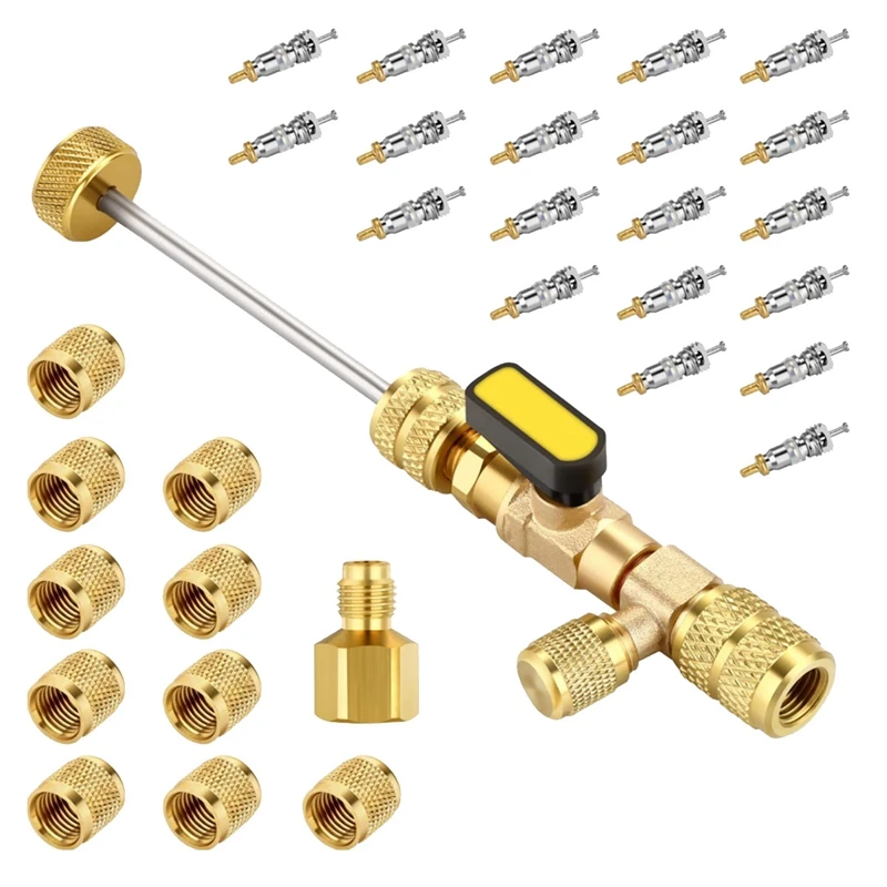 

Valve Core Remover Installer Tool Kit Valve Core Remover With Dual Size 1/4 & 5/16 Port For With R22 R12 R407 R410 R404 R32 R600