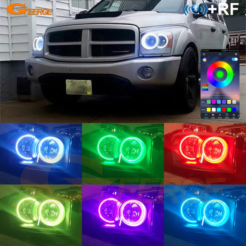 For Dodge Ram 1500 2500 3500 DR DH DC DM RF Remote Bluetooth APP Ultra Bright Multi-Color RGB Led Angel Eyes Halo Rings Kit