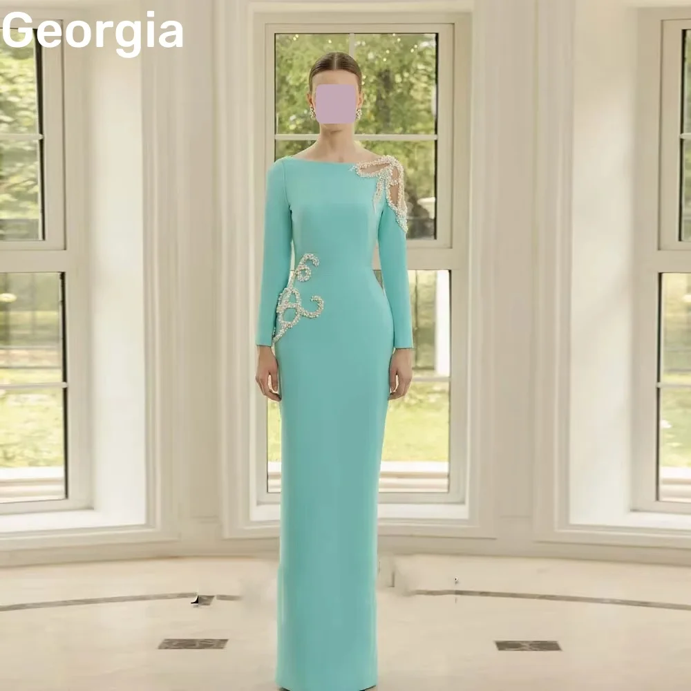 Personalize vestidos de noite bainha divisão decote colher vestidos de ocasião formal com zíper até mangas compridas vestidos de baile até o chão