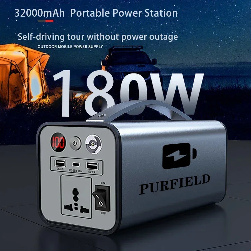 32000mAh Portable Power Station 110V/220V 180W Outdoor Emergency Power Supply Power Bank Generator DC output Battery Charger