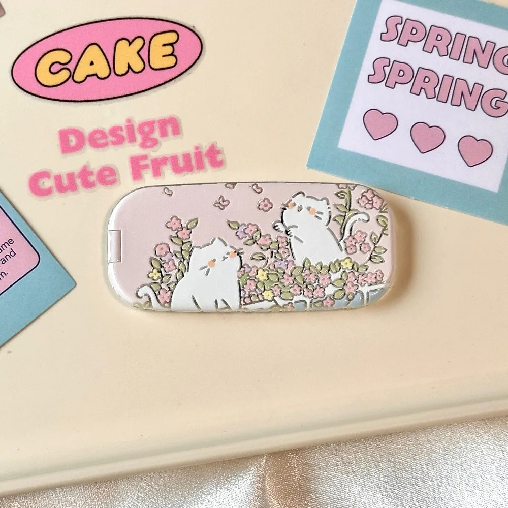 

Cartoon Cute Cat Mobile Phone Holder Universal Makeup Mirror Holder Foldable Cellphone Stand Desktop Bracket For iPhone