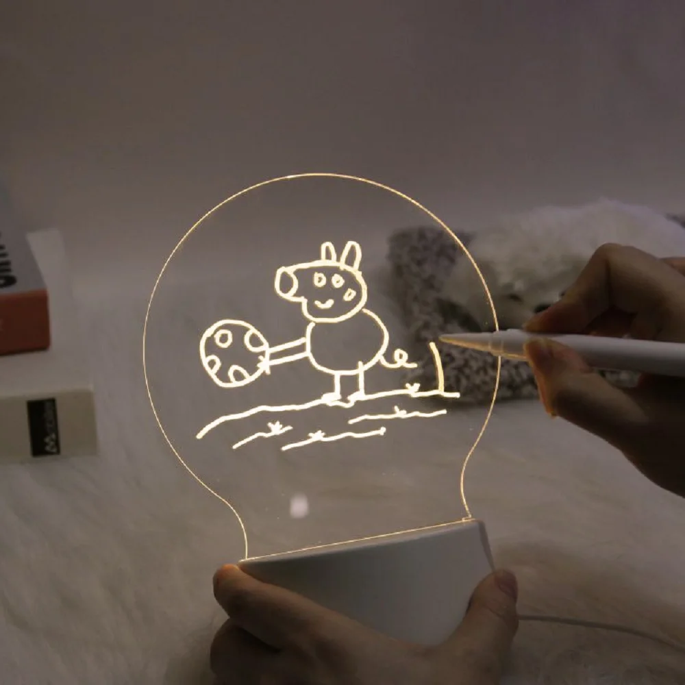 Note Board Creative Led Night Light USB Message Board Holiday Light With Pen Gifts For Children Girlfriend Decoration Night Lamp