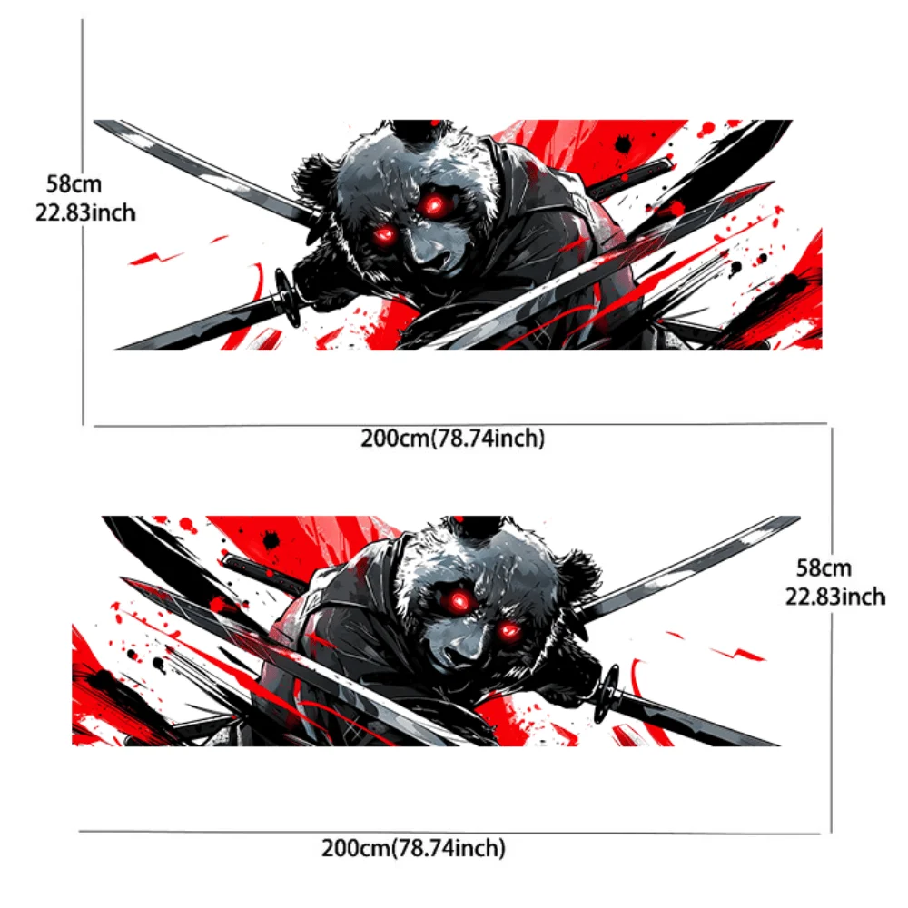 Sticker of a Panda with a Sword and Glowing Eyes; Full Body Car Decal to Cover Scratches and Protect the Car; Water car vinyl wr