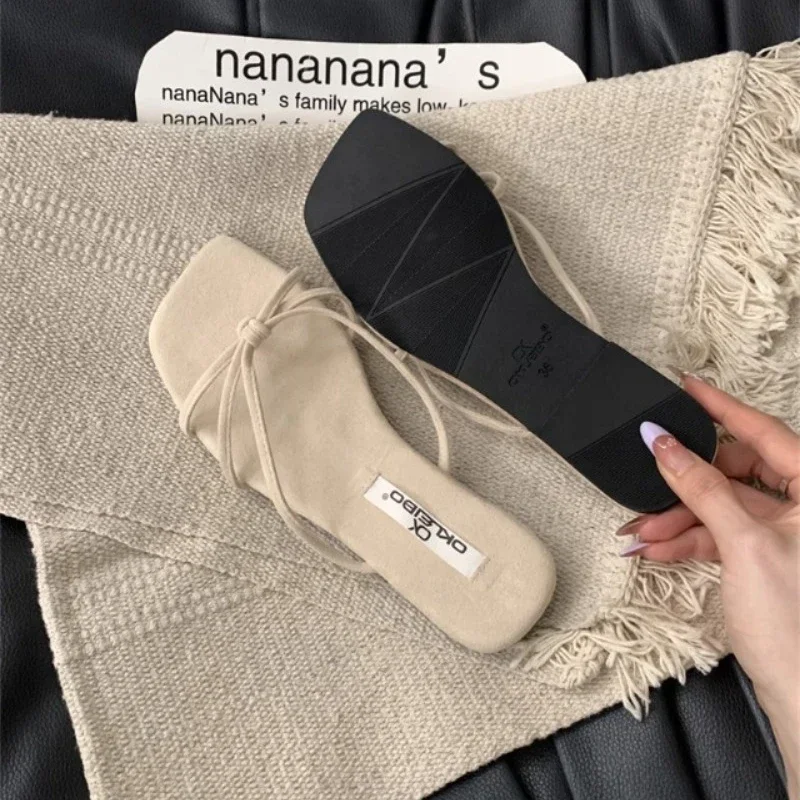 

Летние модные разноцветные французские сандалии Harache с квадратной головкой, женские римские сандалии, сандалии на плоской подошве, 2025 г.