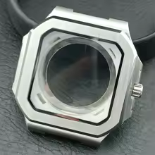 Square silver stainless steel case men watch case fits for NH34 N H35 movement case 13mm strap green luminous 29.5mm dial watch - AliExpress 1511