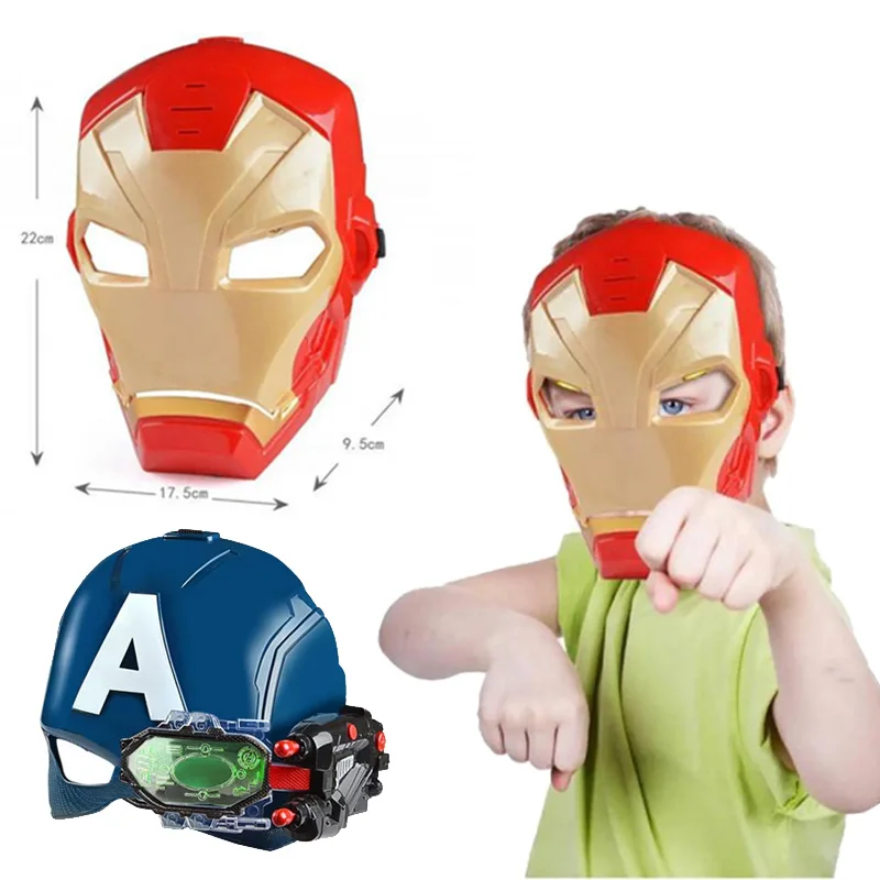 Iron Man หมวกกันน็อค Captain America คอสเพลย์รูปหน้ากากส่องสว่าง Creative Soft กระสุน Launcher ของเล่นส่วนบุคคล Prop เด็กของขวัญ