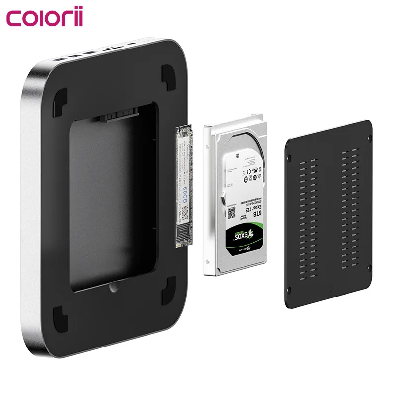 MC25 PRO  DOCKING STATION For Mac Mini M2 USB C HUB Dual Hard Drive Enclosure 2.5 Inch ssd/hdd SATA And  M.2