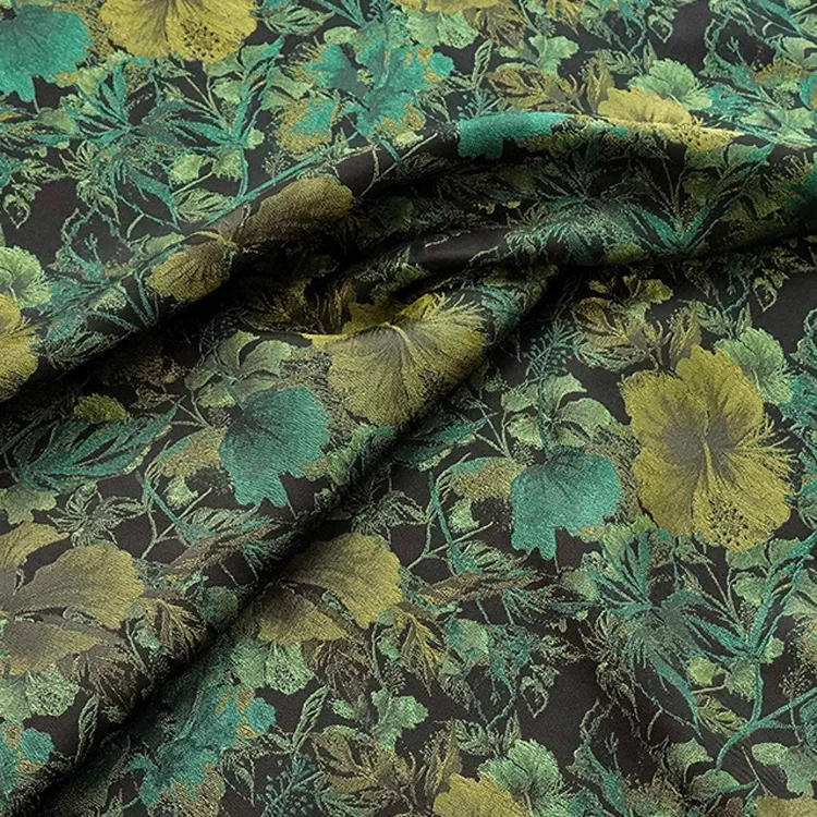 

1 ярд Винтаж зеленый большой цветочный цвет тканая жаккардовая ткань Cheongsam Пальто, платье, рубашка, модельерская ткань для одежды