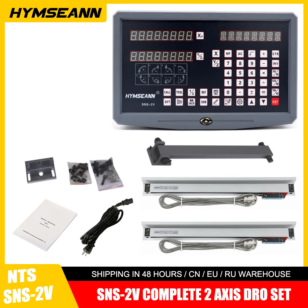 SNS-2V 2 Axis DRO Digital Readout 110V/220V And 2 Pieces Linear Glass Scale Optical Encoder Rulers For Lathe Milling Machine