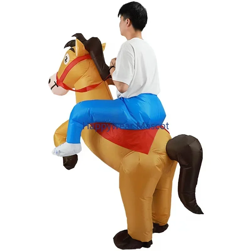 Handsome Riding Horse Inflatable Costume Halloween Party Costume Funny Animal Ride Walking Jazz Horse Suit Inflatable Garment