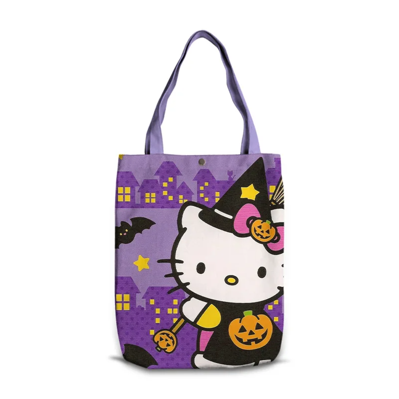 Kawaii Sanrio Halloween Hello Kittys Borse a tracolla Cartoon Anime Kuromi Girl Borsa a tracolla in tela Borsa per la spesa Borse con manico