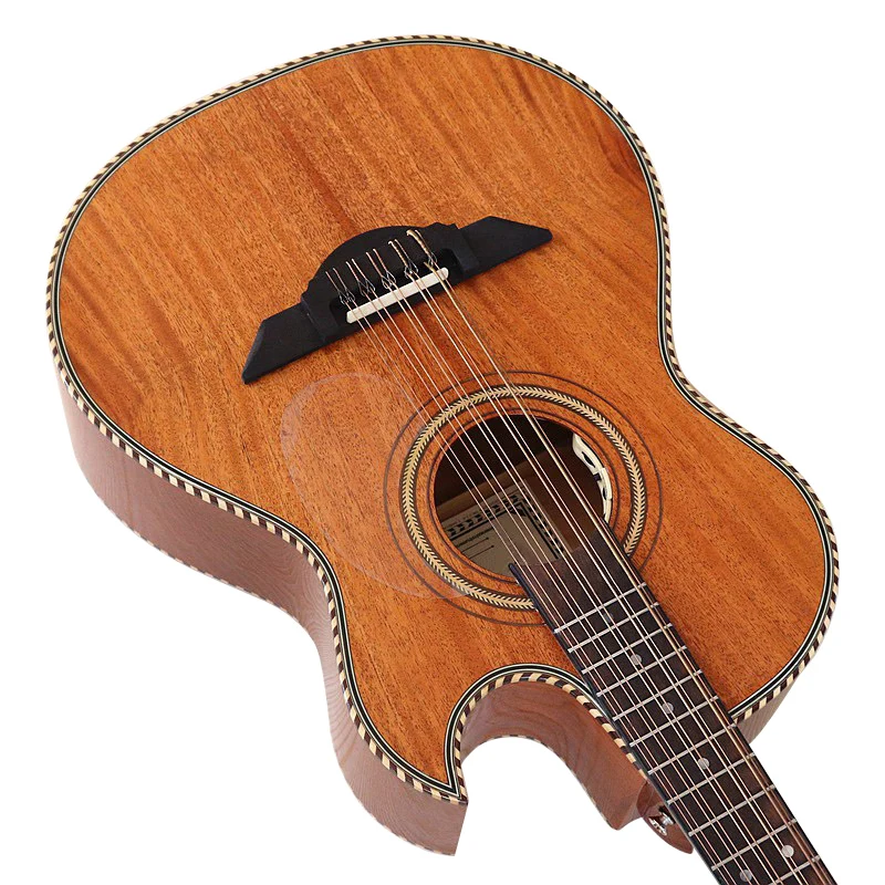 10 String Electric Acoustic Guitar High gloss Folk Guitar Sharp Angle Design Natural Color With Classic Head