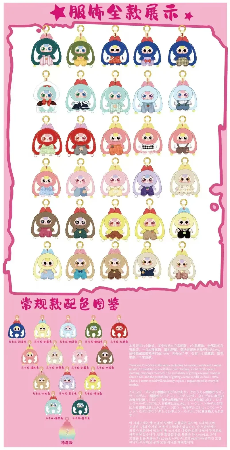 Babytrês genuíno vinil boneca de pelúcia figura de ação série 2 macaron pequeno coelho retorna v2 caixa cega boneca de pelúcia brinquedo colecionável gif