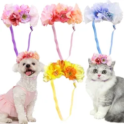 Lazos pelo perro flor ajustables hechos a mano para cachorros y gatos