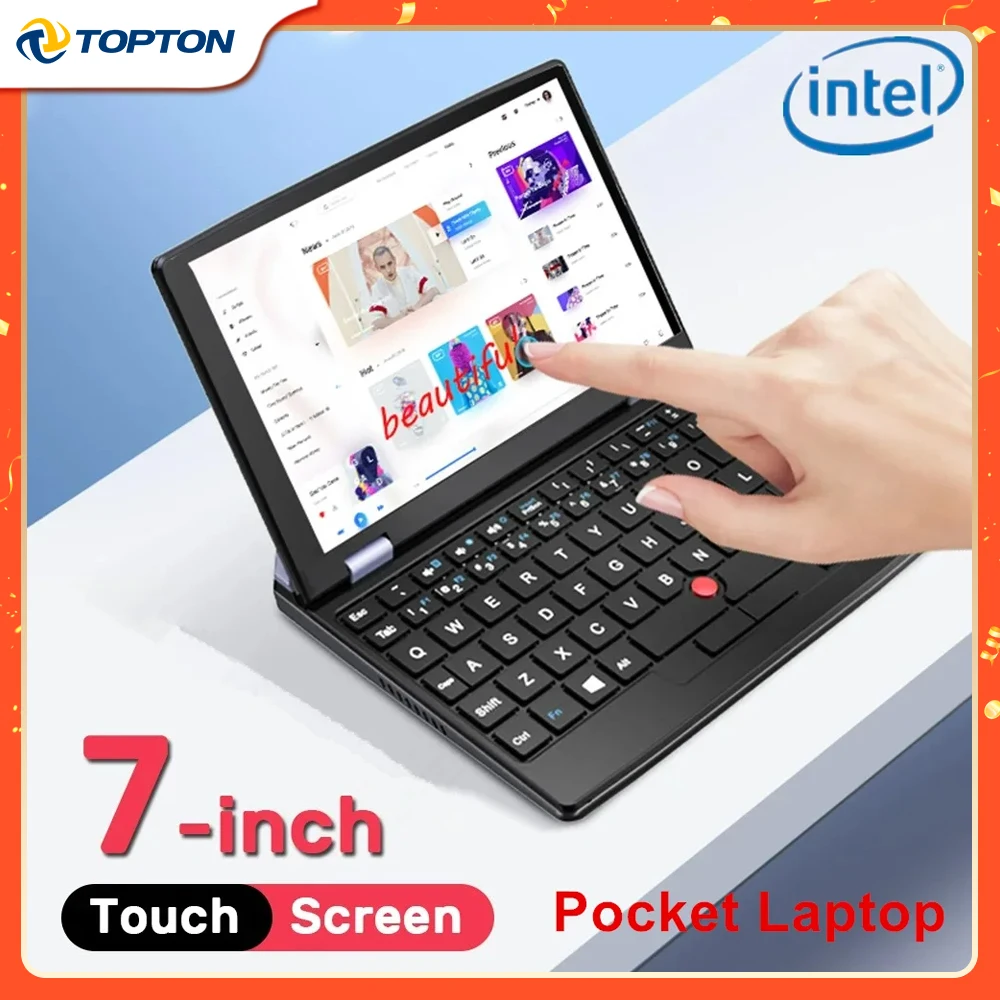 Fanless Mini Pocket Laptop 7 Inch Touch Screen Intel N4000 12GB DDR4 Computer Office Ultrabook Notebook 2.0MP Netbook Windows 11