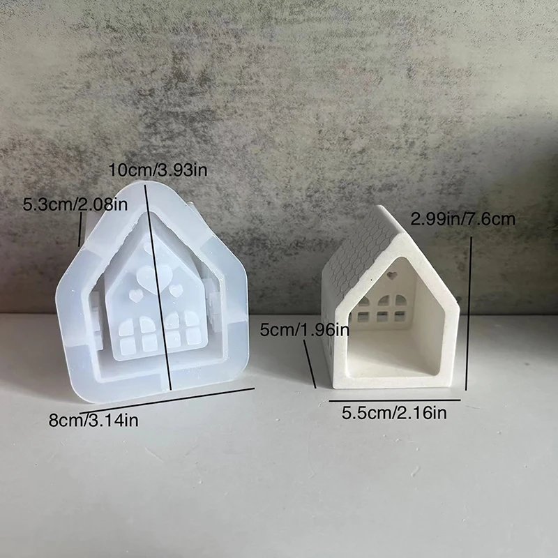 DIY Small House Candle Holder Silicone Mold Candle Base Gypsum Ornament Resin Epoxy Mold Home Crafts Decoration Storage Tools