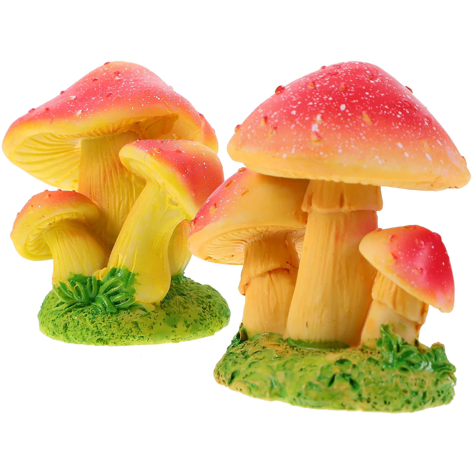 

2 Pcs Miniature Mushroom Decor Desktop Resin Crafts Small naments for Bonsai Photography Props Gifts
